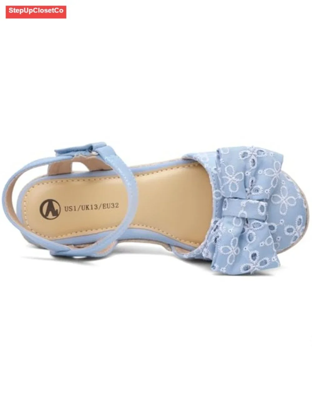 Girls Wedge Sandals with Bow Accent - Closed Toe Espadrille Dress Shoes